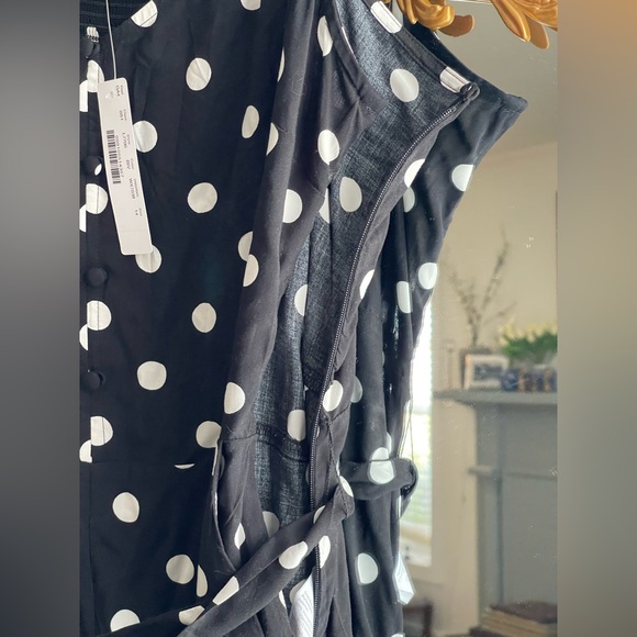 J Crew NWT Strappy wide-leg jumpsuit in black and ivory polka dot - Picture 7 of 14